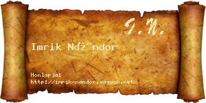 Imrik Nándor névjegykártya